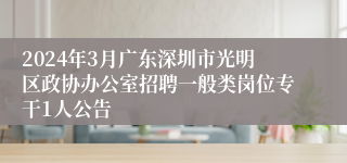 2024年3月广东深圳市光明区政协办公室招聘一般类岗位专干1人公告