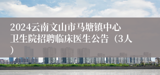 2024云南文山市马塘镇中心卫生院招聘临床医生公告（3人）