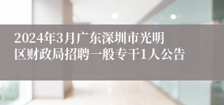 2024年3月广东深圳市光明区财政局招聘一般专干1人公告 