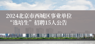 2024北京市西城区事业单位 “选培生”招聘15人公告