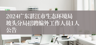 2024广东湛江市生态环境局坡头分局招聘编外工作人员1人公告