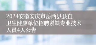 2024安徽安庆市岳西县县直卫生健康单位招聘紧缺专业技术人员4人公告