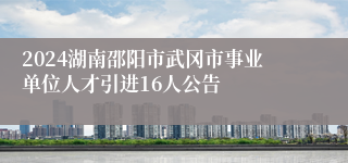 2024湖南邵阳市武冈市事业单位人才引进16人公告