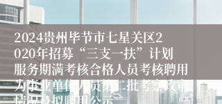 2024贵州毕节市七星关区2020年招募“三支一扶”计划服务期满考核合格人员考核聘用为事业单位人员第二批考察政审情况及拟聘用公示