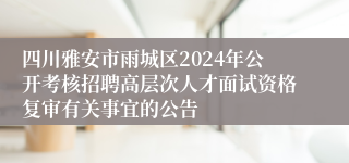 四川雅安市雨城区2024年公开考核招聘高层次人才面试资格复审有关事宜的公告
