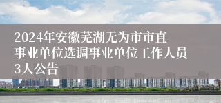 2024年安徽芜湖无为市市直事业单位选调事业单位工作人员3人公告