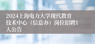 2024上海电力大学现代教育技术中心（信息办）岗位招聘1人公告