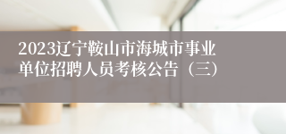 2023辽宁鞍山市海城市事业单位招聘人员考核公告（三）