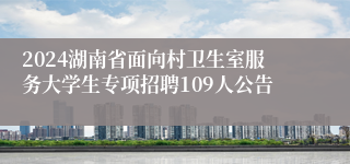2024湖南省面向村卫生室服务大学生专项招聘109人公告