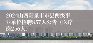 2024山西阳泉市市县两级事业单位招聘857人公告（医疗岗256人）