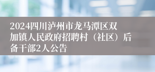 2024四川泸州市龙马潭区双加镇人民政府招聘村（社区）后备干部2人公告