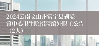 2024云南文山州富宁县剥隘镇中心卫生院招聘编外职工公告（2人）