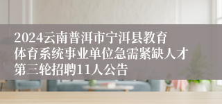 2024云南普洱市宁洱县教育体育系统事业单位急需紧缺人才第三轮招聘11人公告