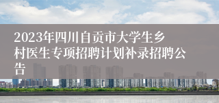 2023年四川自贡市大学生乡村医生专项招聘计划补录招聘公告