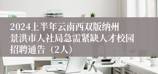 2024上半年云南西双版纳州景洪市人社局急需紧缺人才校园招聘通告（2人）