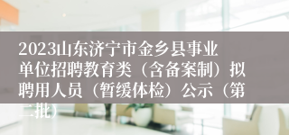 2023山东济宁市金乡县事业单位招聘教育类（含备案制）拟聘用人员（暂缓体检）公示（第二批）