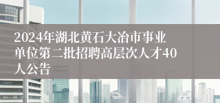 2024年湖北黄石大冶市事业单位第二批招聘高层次人才40人公告