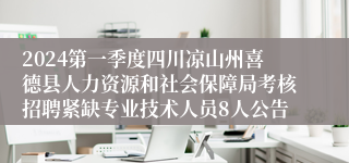 2024第一季度四川凉山州喜德县人力资源和社会保障局考核招聘紧缺专业技术人员8人公告