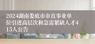 2024湖南娄底市市直事业单位引进高层次和急需紧缺人才415人公告