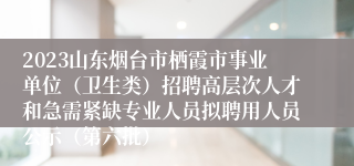 2023山东烟台市栖霞市事业单位（卫生类）招聘高层次人才和急需紧缺专业人员拟聘用人员公示（第六批）