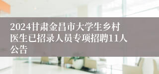 2024甘肃金昌市大学生乡村医生已招录人员专项招聘11人公告