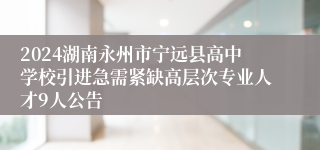 2024湖南永州市宁远县高中学校引进急需紧缺高层次专业人才9人公告