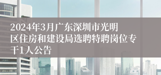 2024年3月广东深圳市光明区住房和建设局选聘特聘岗位专干1人公告
