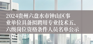 2024贵州六盘水市钟山区事业单位具备拟聘用专业技术五、六级岗位资格条件人员名单公示（第一批）