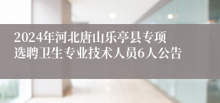 2024年河北唐山乐亭县专项选聘卫生专业技术人员6人公告