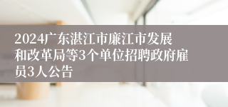 2024广东湛江市廉江市发展和改革局等3个单位招聘政府雇员3人公告