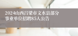 2024山西吕梁市文水县部分事业单位招聘85人公告