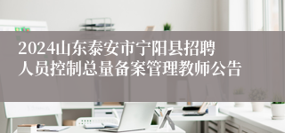 2024山东泰安市宁阳县招聘人员控制总量备案管理教师公告