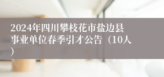 2024年四川攀枝花市盐边县事业单位春季引才公告（10人）