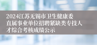 2024江苏无锡市卫生健康委直属事业单位招聘紧缺类专技人才综合考核成绩公示