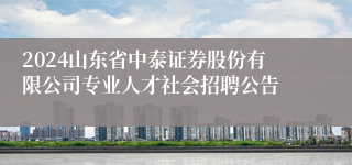 2024山东省中泰证券股份有限公司专业人才社会招聘公告