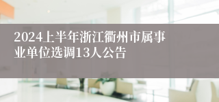 2024上半年浙江衢州市属事业单位选调13人公告