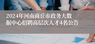 2024年河南商丘市政务大数据中心招聘高层次人才4名公告