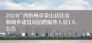 2024广西梧州市蒙山县住房和城乡建设局招聘编外人员1人公告