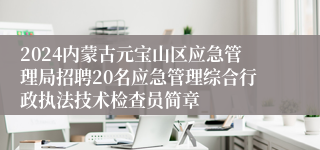 2024内蒙古元宝山区应急管理局招聘20名应急管理综合行政执法技术检查员简章