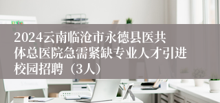 2024云南临沧市永德县医共体总医院急需紧缺专业人才引进校园招聘（3人）