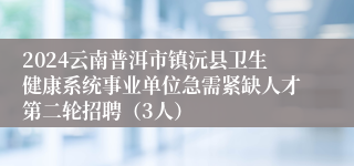 2024云南普洱市镇沅县卫生健康系统事业单位急需紧缺人才第二轮招聘（3人）