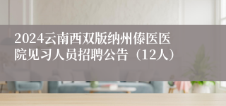 2024云南西双版纳州傣医医院见习人员招聘公告（12人）