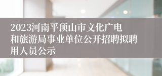 2023河南平顶山市文化广电和旅游局事业单位公开招聘拟聘用人员公示