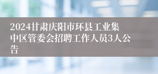 2024甘肃庆阳市环县工业集中区管委会招聘工作人员3人公告