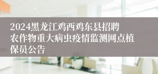 2024黑龙江鸡西鸡东县招聘农作物重大病虫疫情监测网点植保员公告
