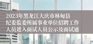 2023年黑龙江大庆市林甸县纪委监委所属事业单位招聘工作人员进入面试人员公示及面试通知