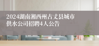 2024湖南湘西州古丈县城市供水公司招聘4人公告