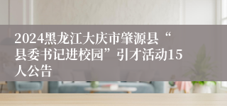 2024黑龙江大庆市肇源县“县委书记进校园”引才活动15人公告