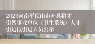 2023河南平顶山市叶县招才引智事业单位（卫生系统）人才引进拟引进人员公示