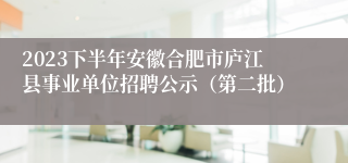 2023下半年安徽合肥市庐江县事业单位招聘公示（第二批）